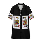 Four Kings Playing Cards Print Cotton Hawaiian Shirt