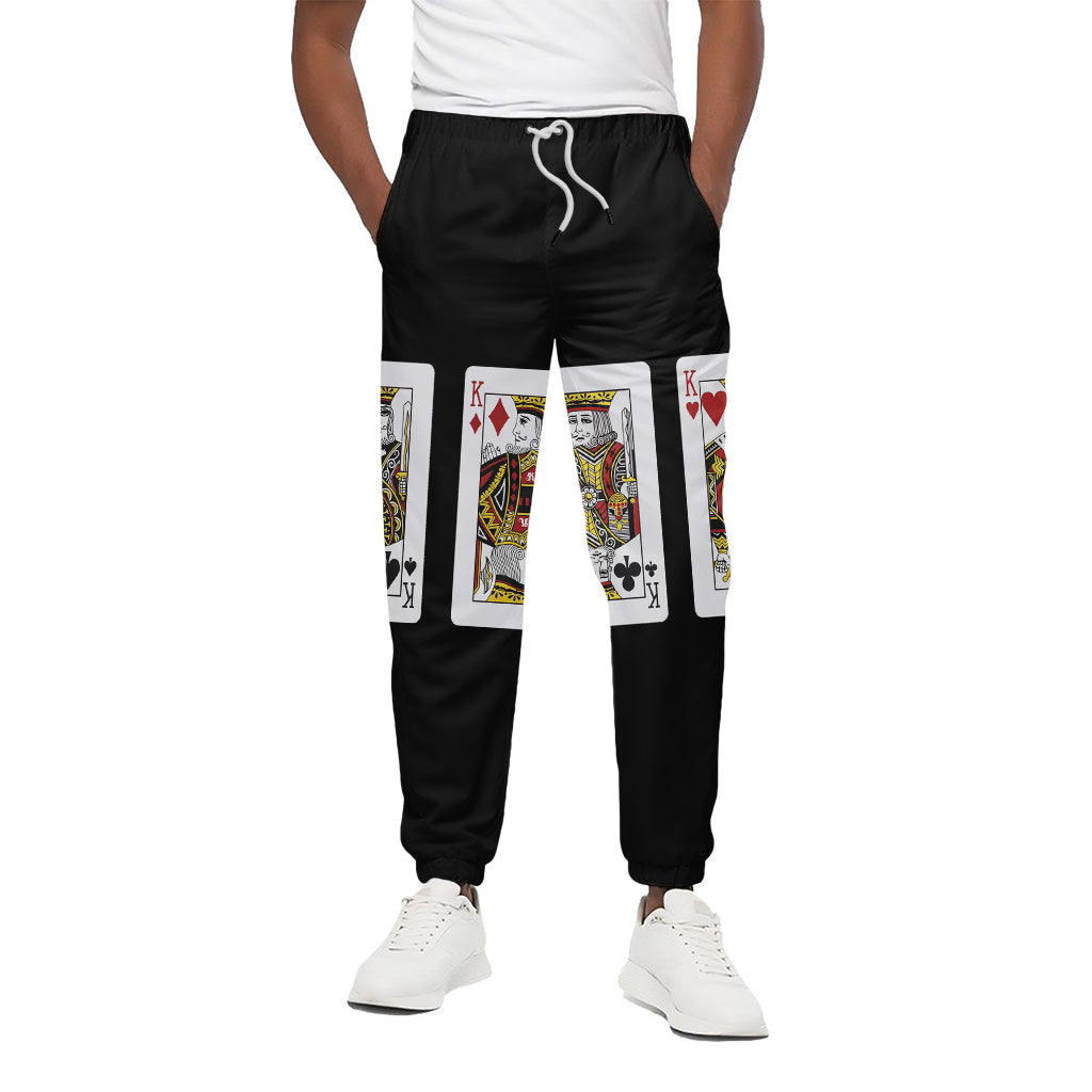 Four Kings Playing Cards Print Cotton Pants