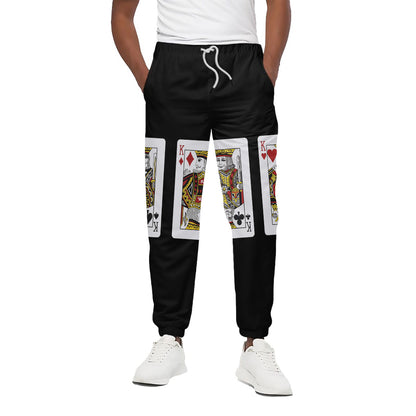 Four Kings Playing Cards Print Cotton Pants