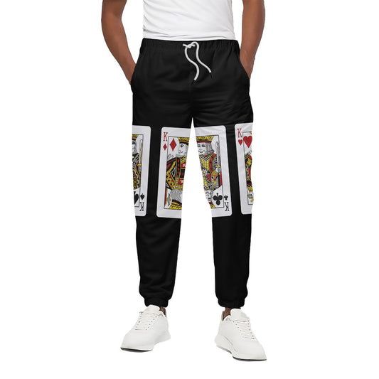 Four Kings Playing Cards Print Cotton Pants