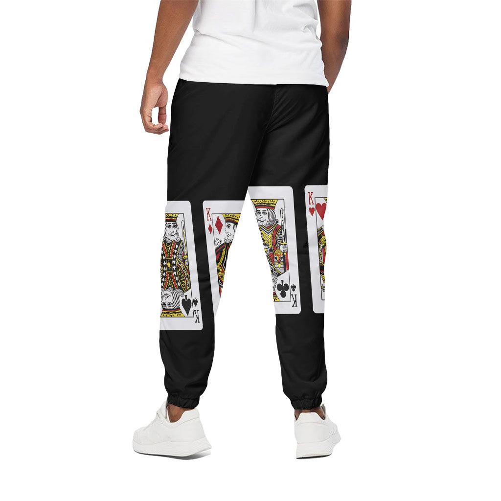 Four Kings Playing Cards Print Cotton Pants