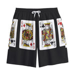 Four Kings Playing Cards Print Cotton Shorts