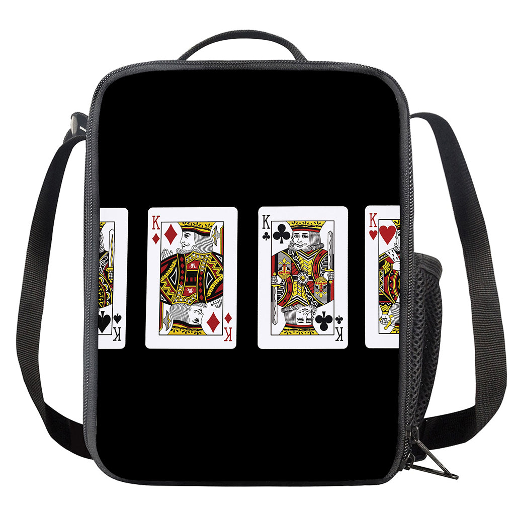 Four Kings Playing Cards Print Crossbody Lunch Bag