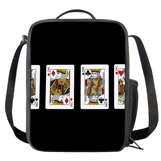 Four Kings Playing Cards Print Crossbody Lunch Bag