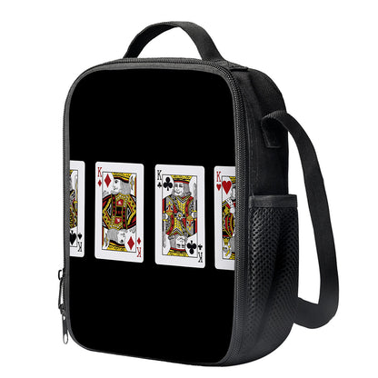 Four Kings Playing Cards Print Crossbody Lunch Bag