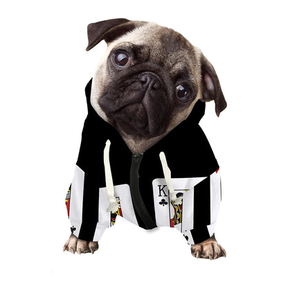 Four Kings Playing Cards Print Dog Zip Up Hoodie