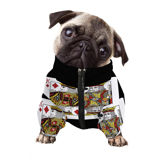Four Kings Playing Cards Print Dog Zip Up Jacket