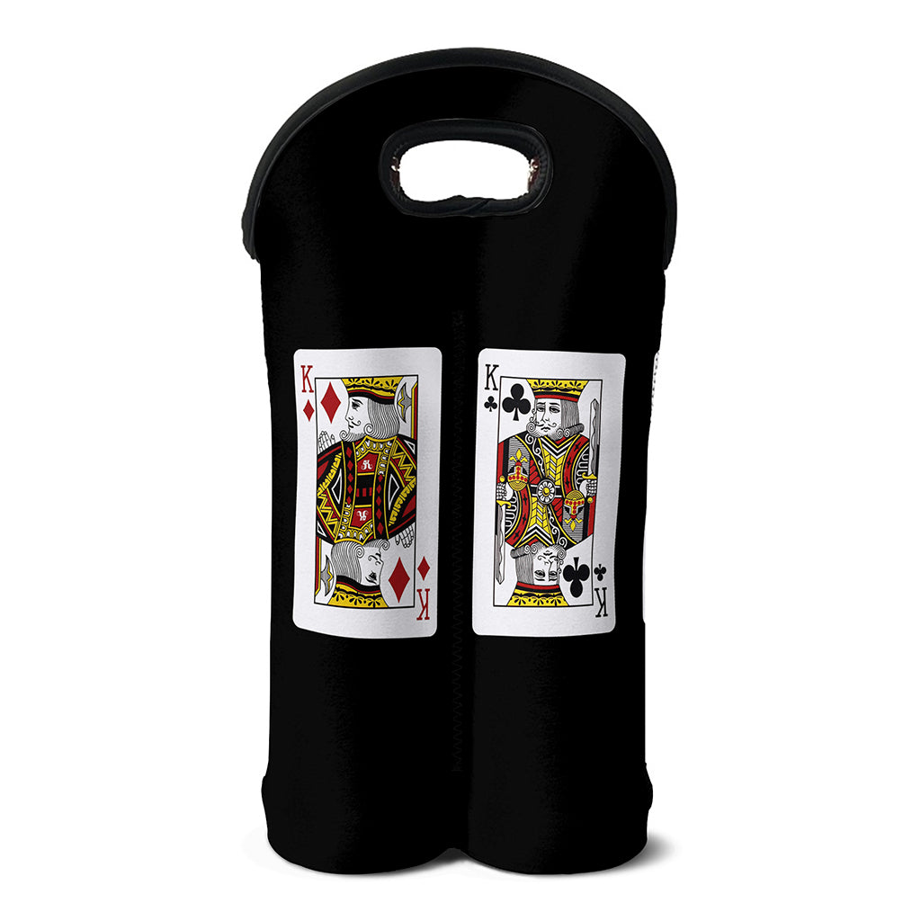 Four Kings Playing Cards Print Double Neoprene Wine Tote