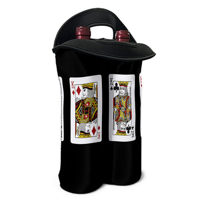 Four Kings Playing Cards Print Double Neoprene Wine Tote