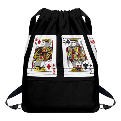 Four Kings Playing Cards Print Drawstring Backpack