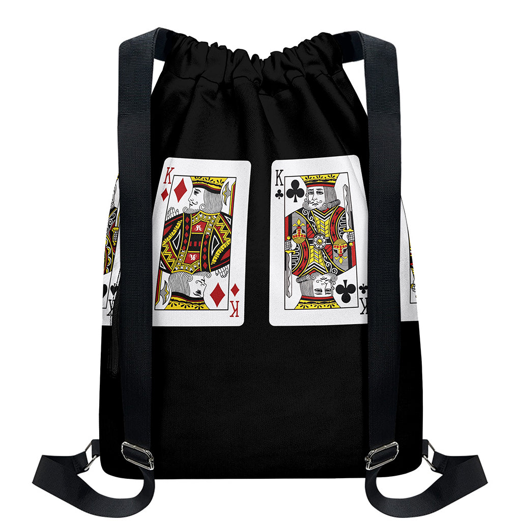 Four Kings Playing Cards Print Drawstring Backpack