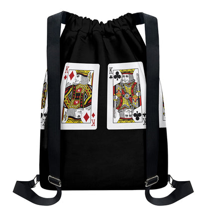 Four Kings Playing Cards Print Drawstring Backpack