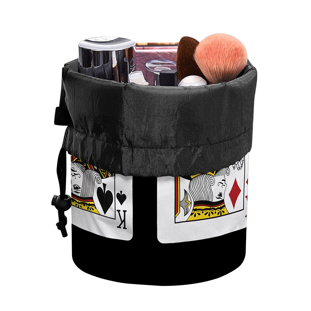 Four Kings Playing Cards Print Drawstring Makeup Bag