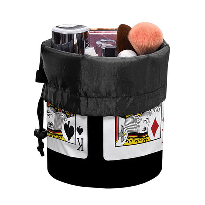 Four Kings Playing Cards Print Drawstring Makeup Bag