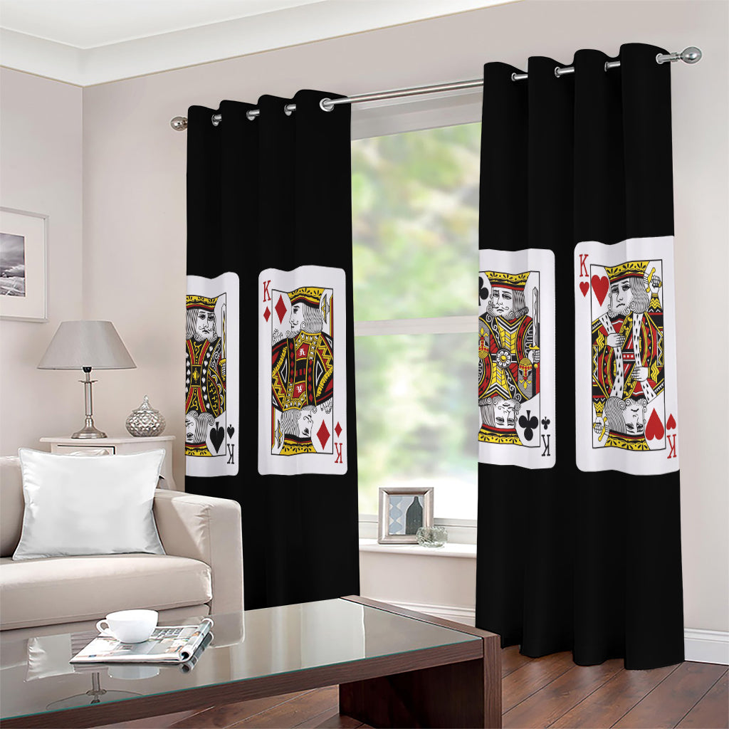 Four Kings Playing Cards Print Extra Wide Grommet Curtains