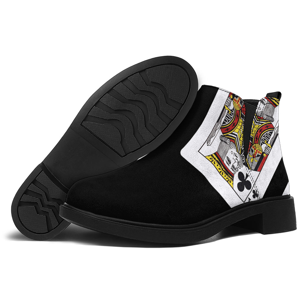 Four Kings Playing Cards Print Flat Ankle Boots