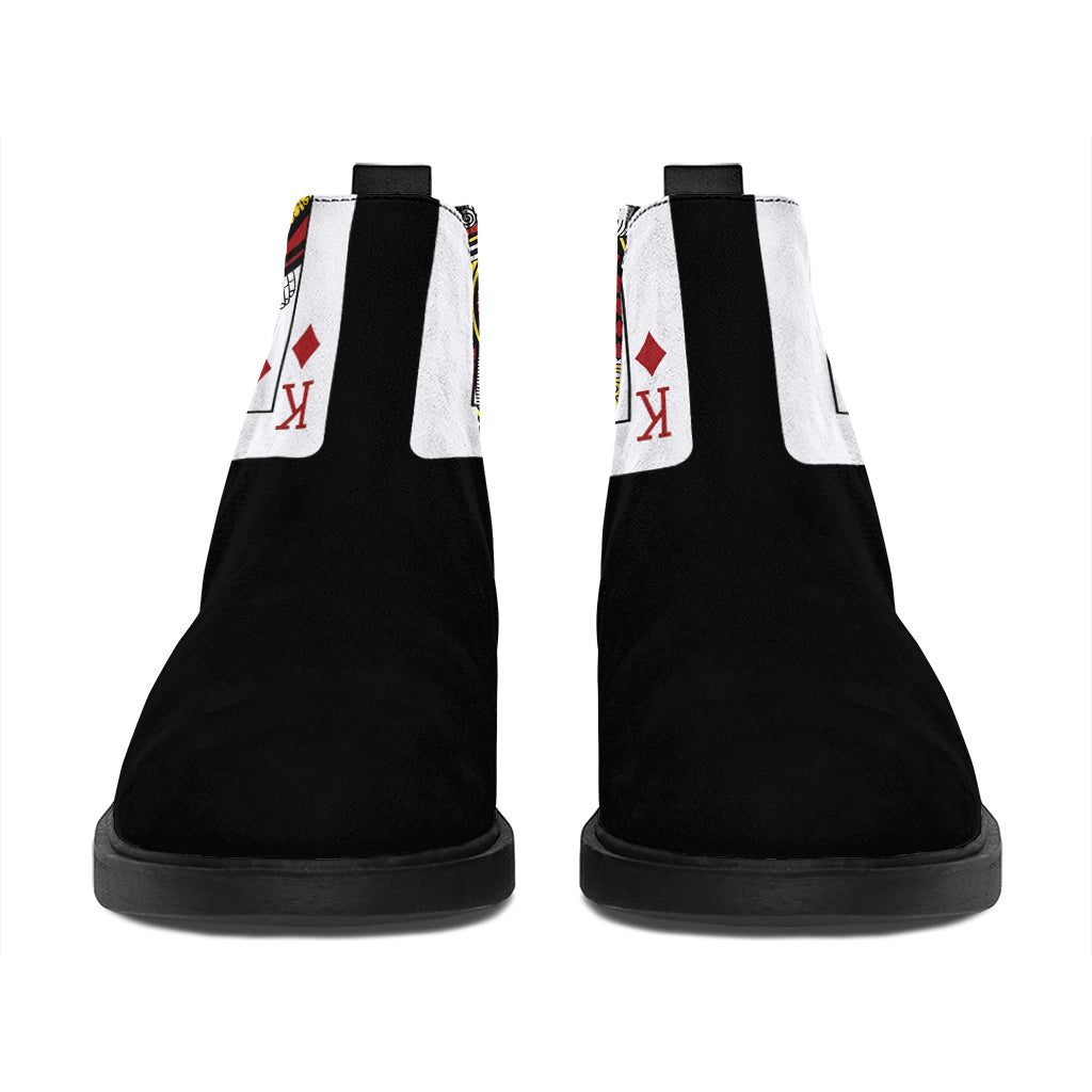 Four Kings Playing Cards Print Flat Ankle Boots