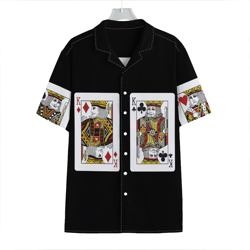 Four Kings Playing Cards Print Hawaiian Shirt