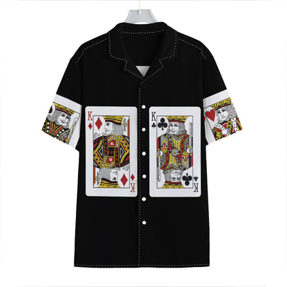 Four Kings Playing Cards Print Hawaiian Shirt