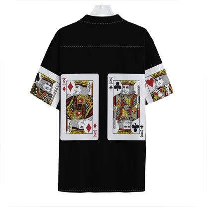 Four Kings Playing Cards Print Hawaiian Shirt
