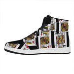 Four Kings Playing Cards Print High Top Leather Sneakers