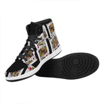 Four Kings Playing Cards Print High Top Leather Sneakers