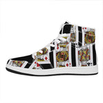 Four Kings Playing Cards Print High Top Leather Sneakers