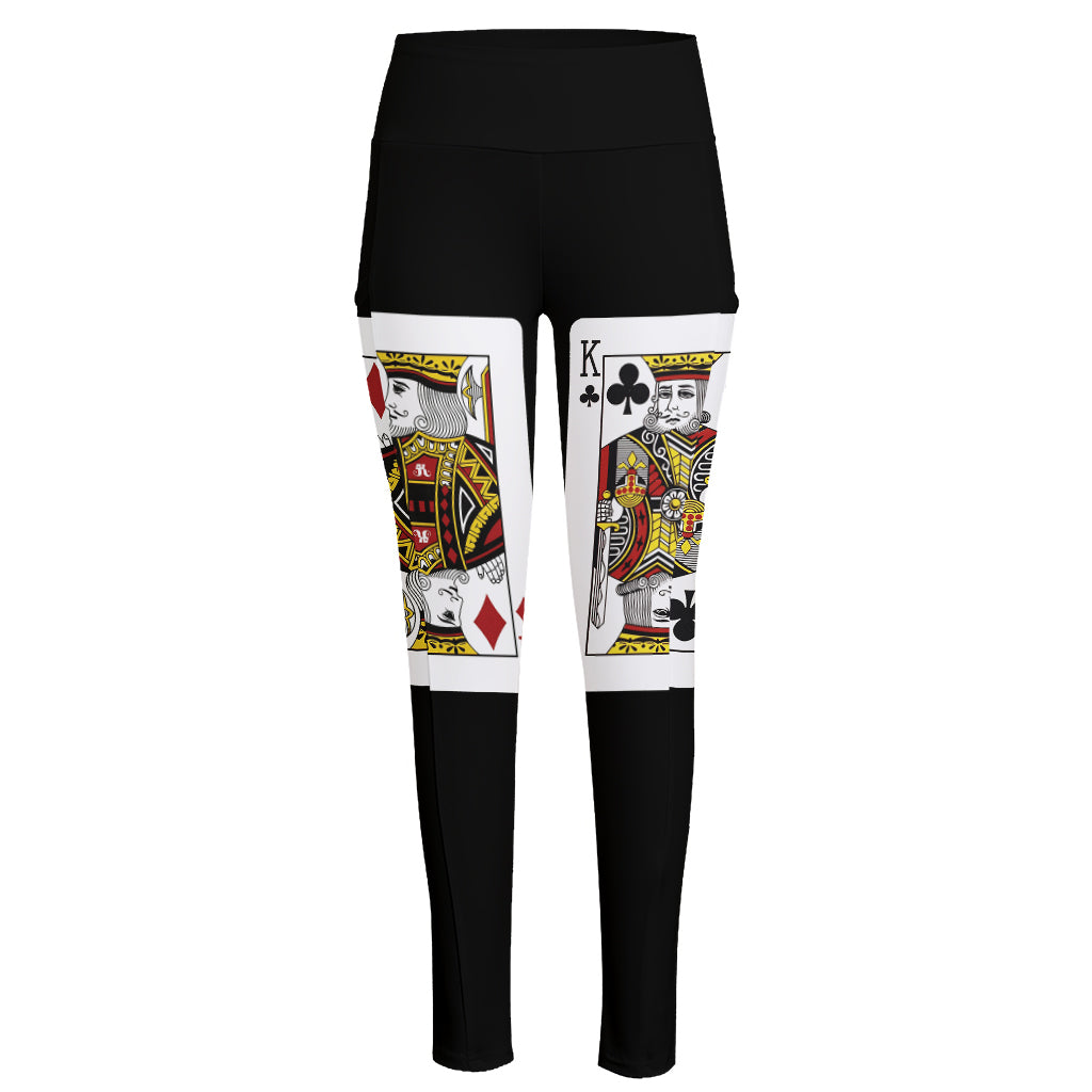 Four Kings Playing Cards Print High-Waisted Pocket Leggings