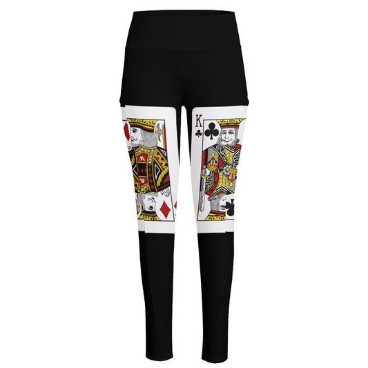 Four Kings Playing Cards Print High-Waisted Pocket Leggings