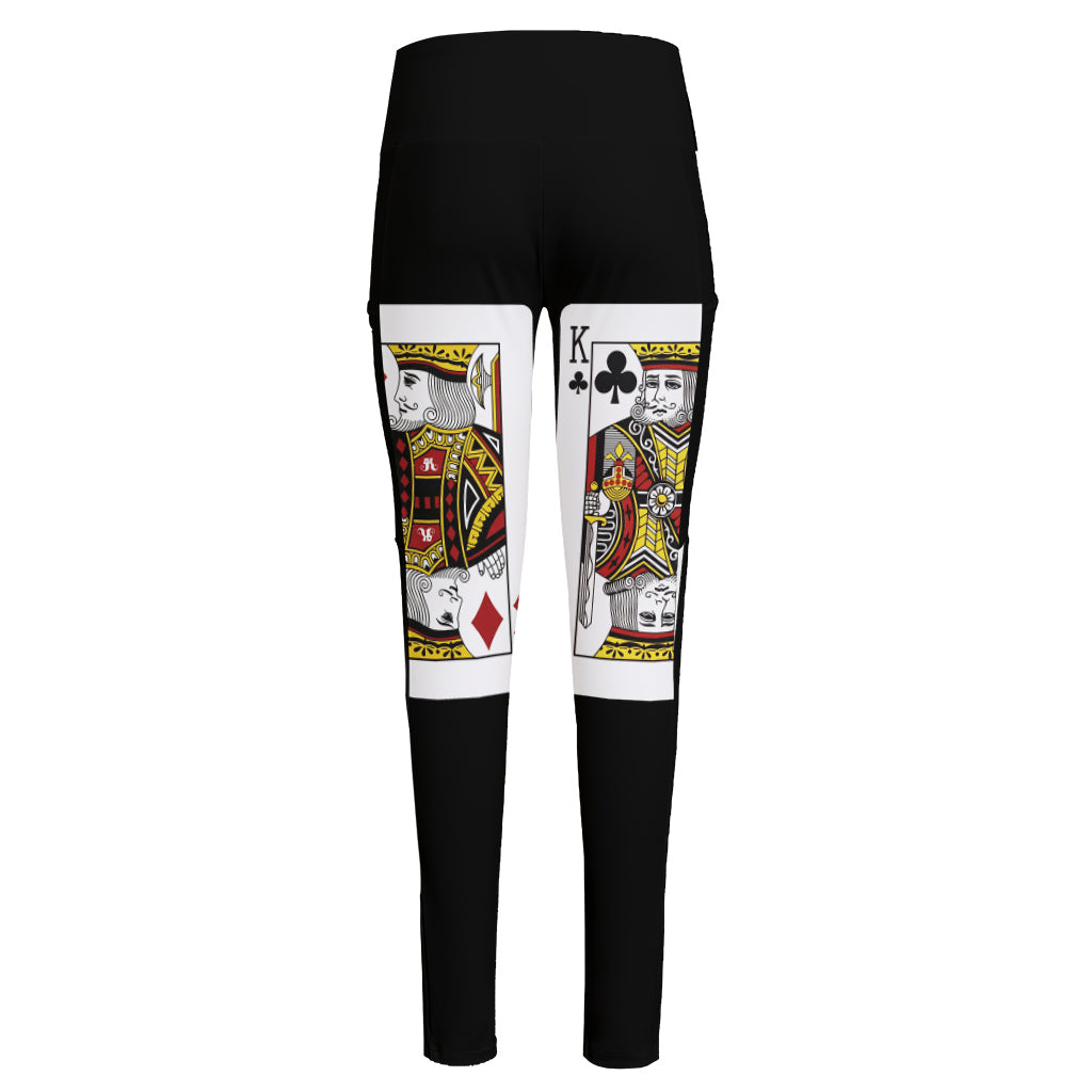 Four Kings Playing Cards Print High-Waisted Pocket Leggings
