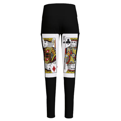 Four Kings Playing Cards Print High-Waisted Pocket Leggings