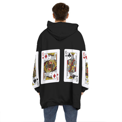 Four Kings Playing Cards Print Hoodie Blanket