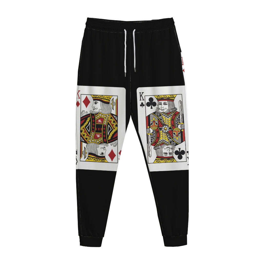 Four Kings Playing Cards Print Jogger Pants