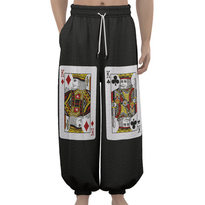 Four Kings Playing Cards Print Lantern Pants