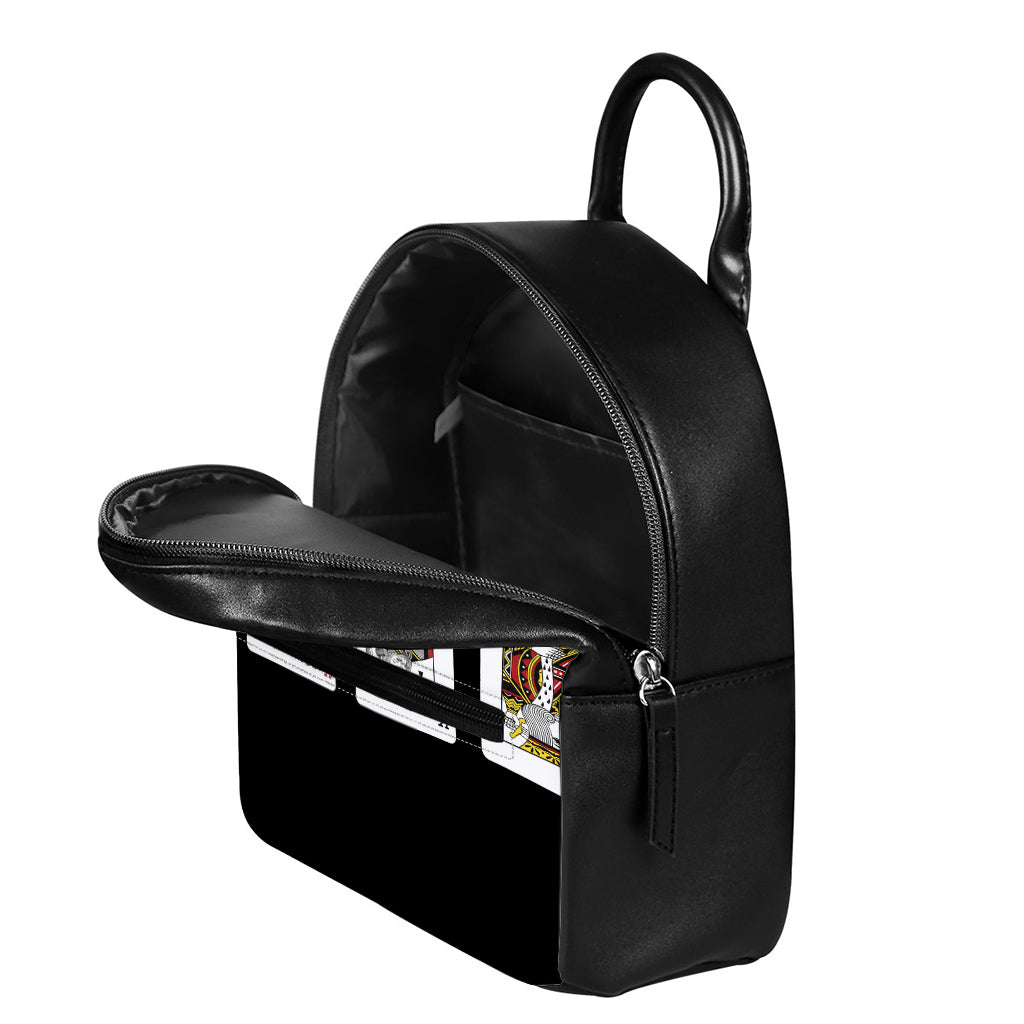 Four Kings Playing Cards Print Leather Backpack