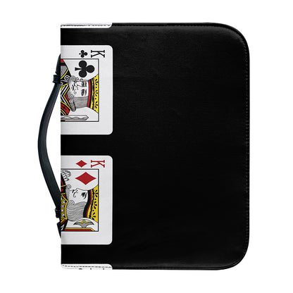 Four Kings Playing Cards Print Leather Bible Cover