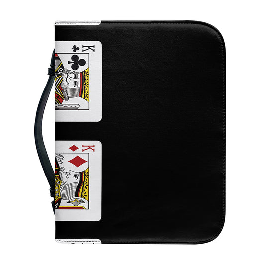 Four Kings Playing Cards Print Leather Bible Cover