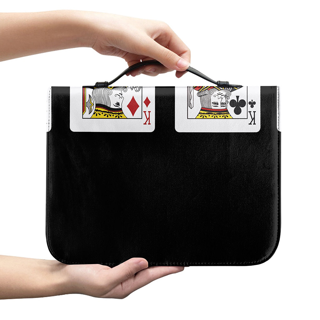 Four Kings Playing Cards Print Leather Bible Cover