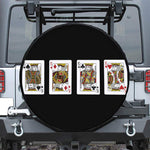 Four Kings Playing Cards Print Leather Spare Tire Cover