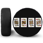 Four Kings Playing Cards Print Leather Spare Tire Cover