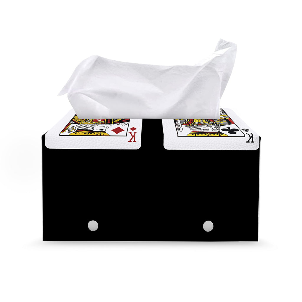 Four Kings Playing Cards Print Leather Tissue Box Cover