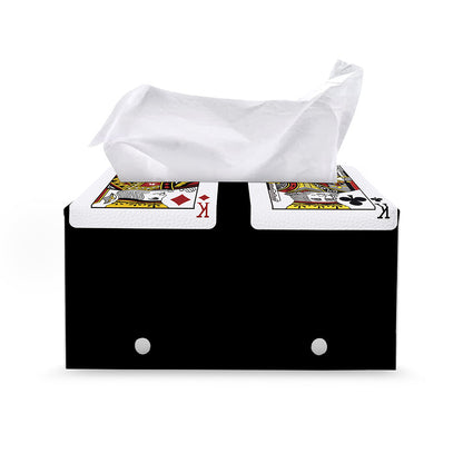 Four Kings Playing Cards Print Leather Tissue Box Cover