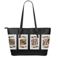 Four Kings Playing Cards Print Leather Tote Bag With Zipper