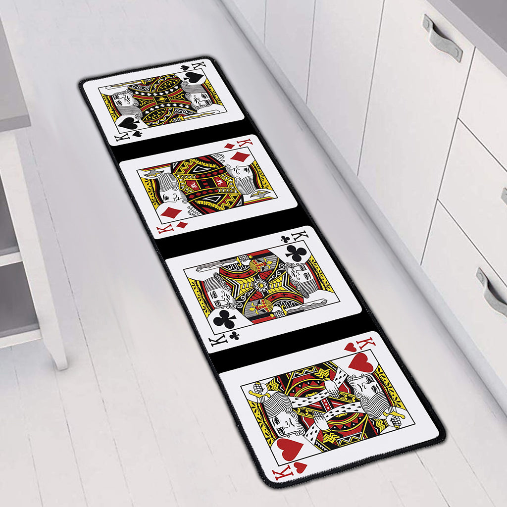 Four Kings Playing Cards Print Long Kitchen Mat