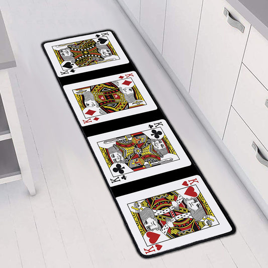 Four Kings Playing Cards Print Long Kitchen Mat
