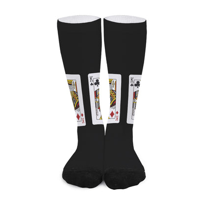 Four Kings Playing Cards Print Long Socks