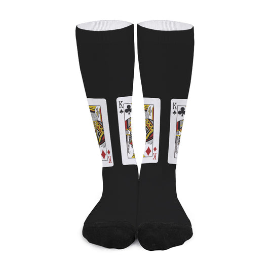 Four Kings Playing Cards Print Long Socks