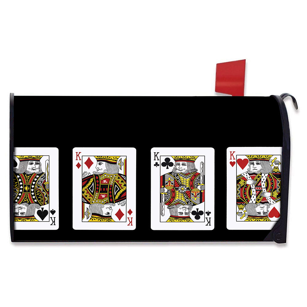 Four Kings Playing Cards Print Mailbox Cover