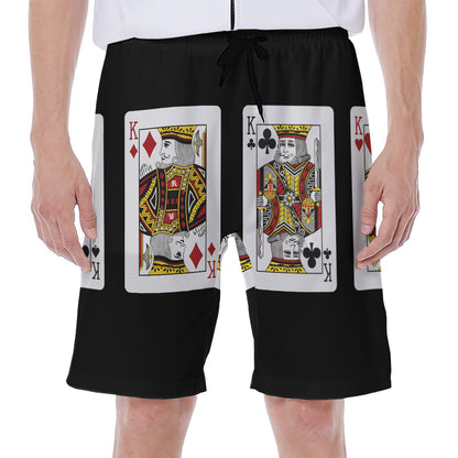Four Kings Playing Cards Print Men's Beach Shorts
