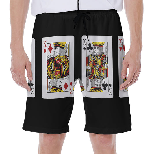 Four Kings Playing Cards Print Men's Beach Shorts